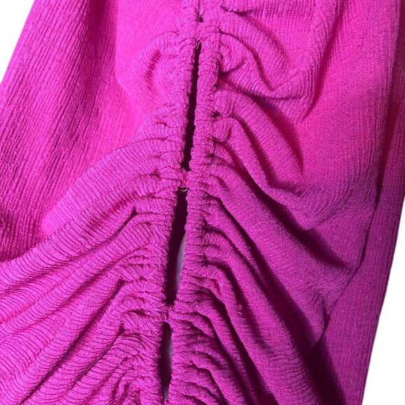 Royalty Pink Rushed Y2K Crop Top Spaghetti Straps Cut Out Front - Picture 2 of 3